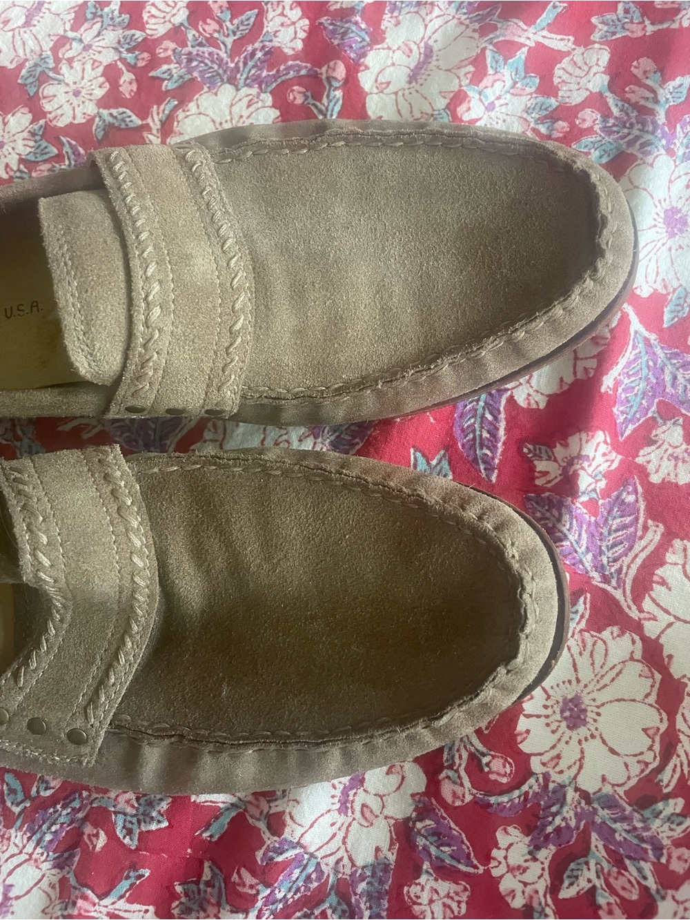 John varvartos USA Suede Penny Loafers in Taupe 11.5